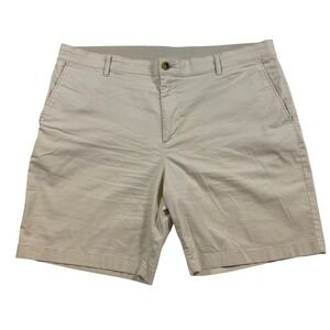 Faherty‎ Mens Khaki Chino Shorts Size 36 Flat Front Stretch Casual